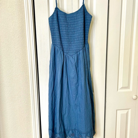 American Eagle Smocked Midi Dress with Eyelet Hem - Picture 2 of 5